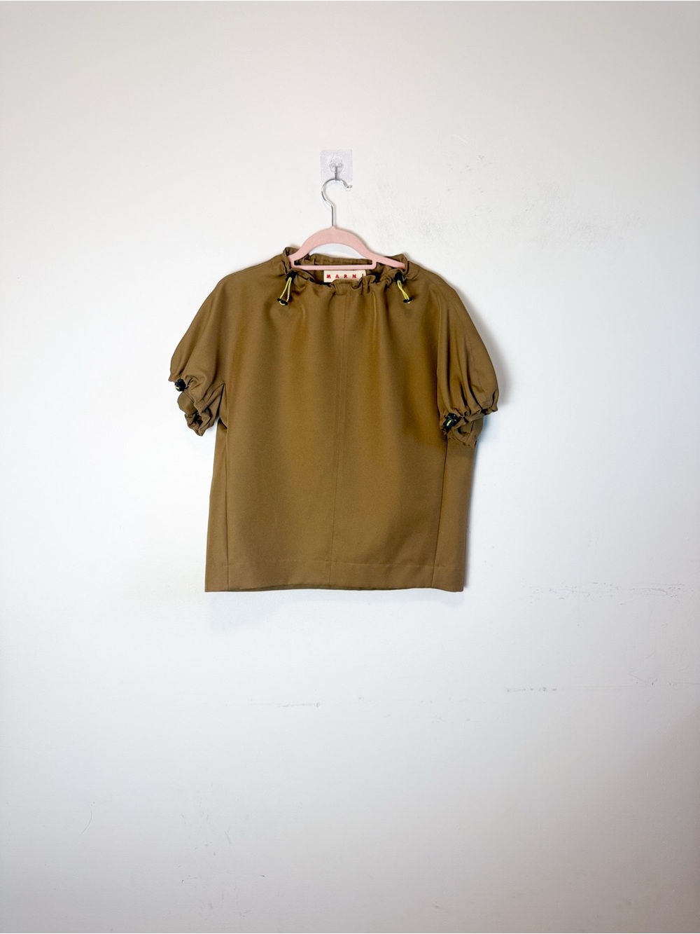 Marni Drawstring Gathered Top in Olive